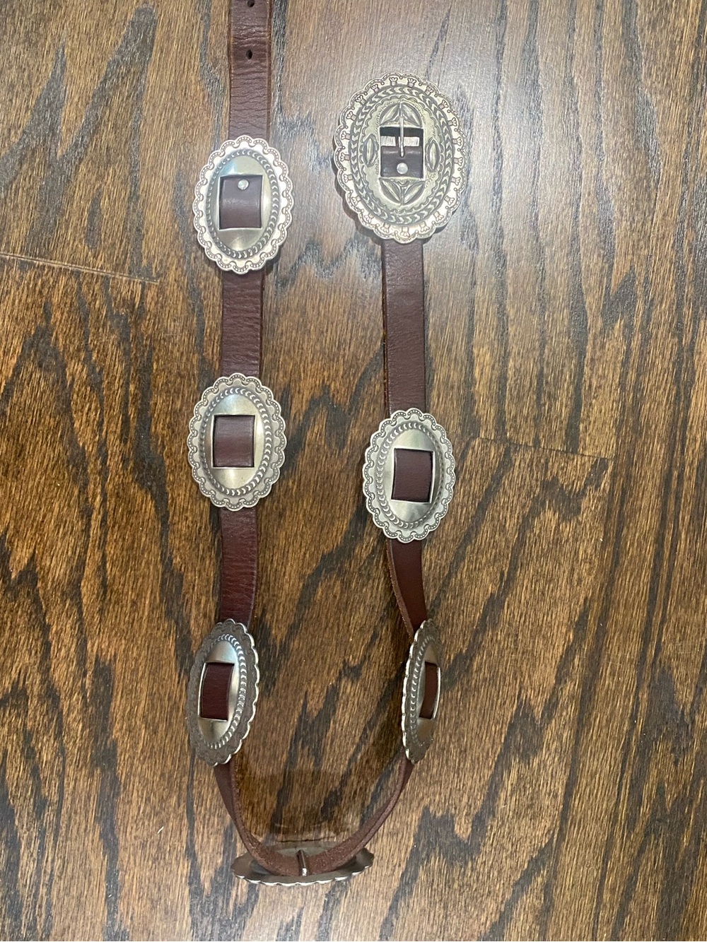Vintage Ralph Lauren Brown Leather Belt with Silver Conchos - Picture 8 of 10